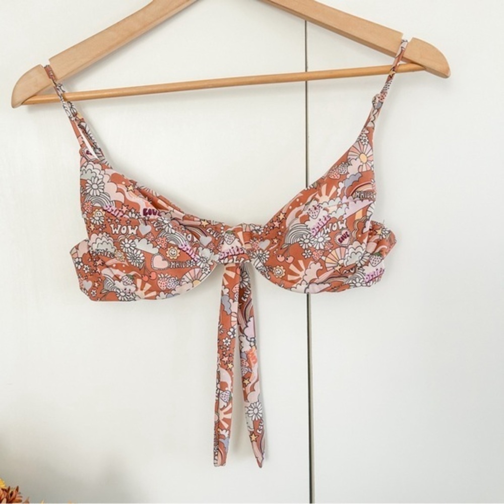 SKATIE Underwire Happy Smile Love Print Bikini Top ✨ Sz M